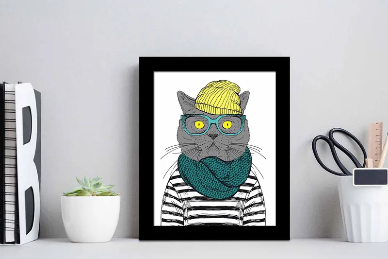 Tavla Animal med Ram Flerfärgad - 23,5x28,5 cm - Inredning - Tavlor & konst