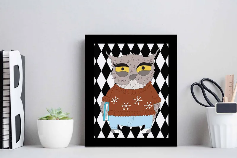 Tavla Animal med Ram Flerfärgad - 23,5x28,5 cm - Inredning - Tavlor & konst