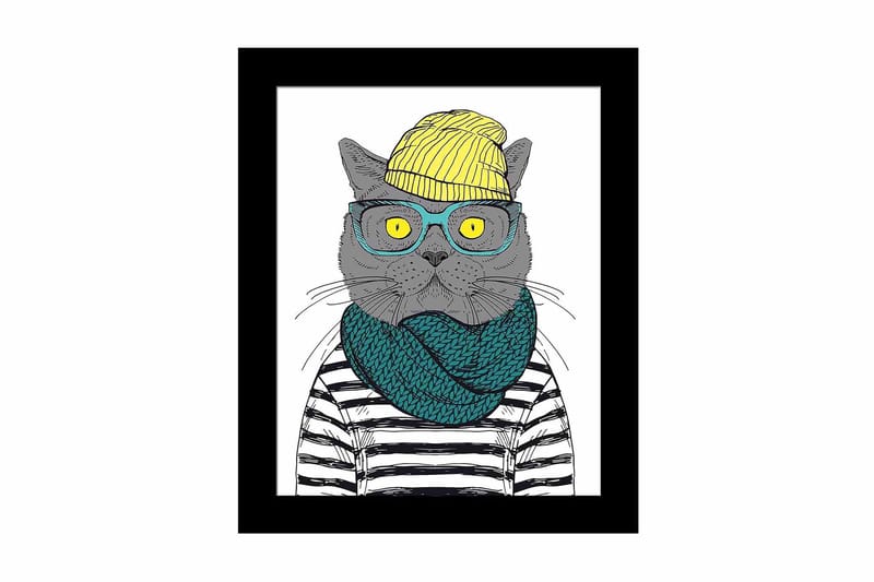 Tavla Animal med Ram Flerfärgad, 23,5x28,5 cm