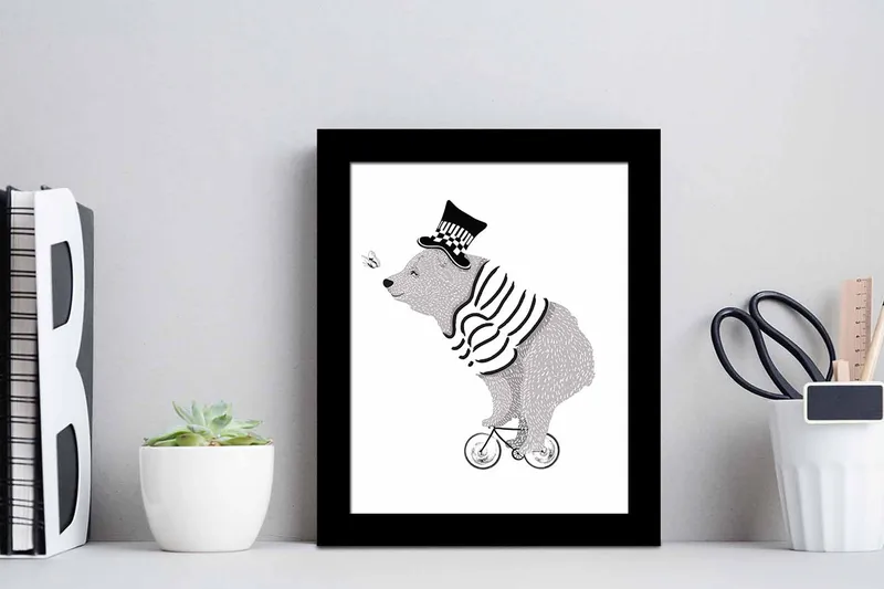 Tavla Animal med Ram Flerfärgad - 23,5x28,5 cm - Inredning - Tavlor & konst