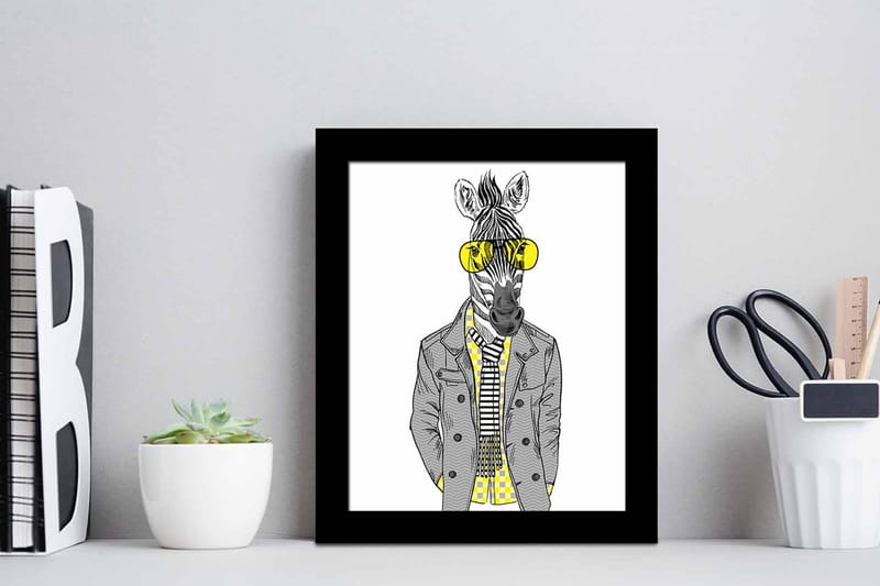 Tavla Animal med Ram Flerfärgad - 23,5x28,5 cm - Inredning - Tavlor & konst