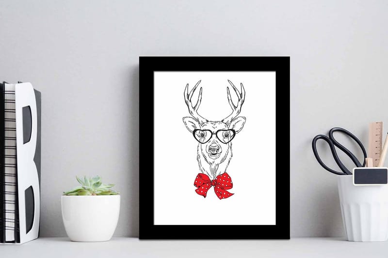 Tavla Animal med Ram Flerfärgad - 23,5x28,5 cm - Inredning - Tavlor & konst