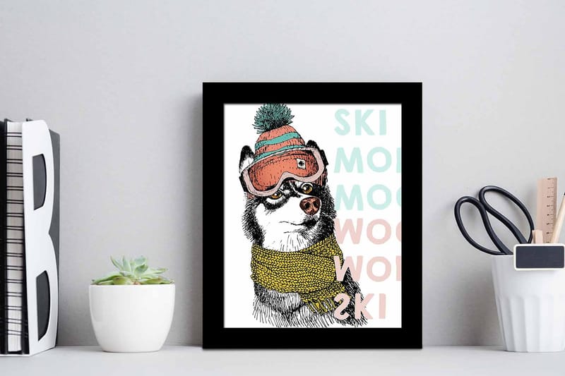 Tavla Animal med Ram Flerfärgad - 23,5x28,5 cm - Inredning - Tavlor & konst