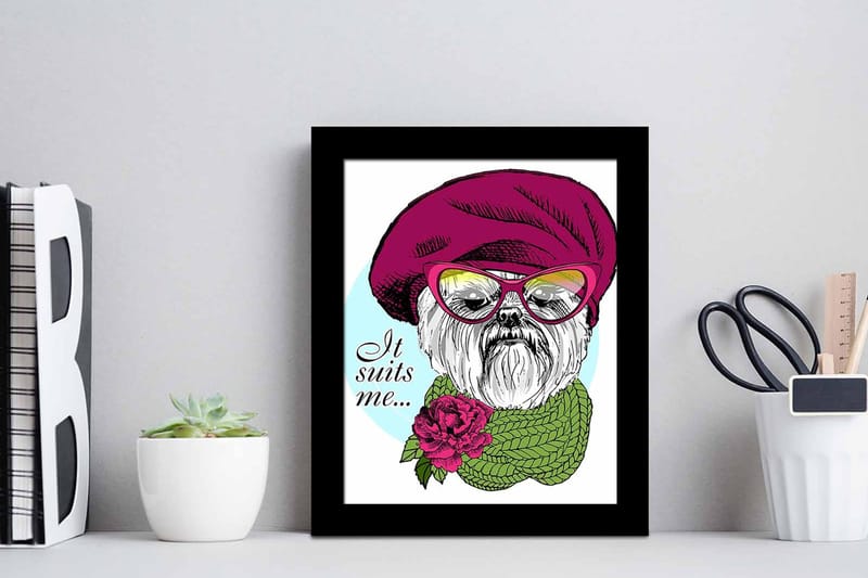 Tavla Animal med Ram Flerfärgad - 23,5x28,5 cm - Inredning - Tavlor & konst