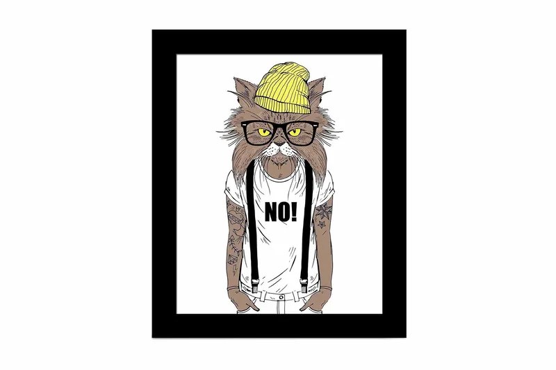 Tavla Animal med Ram Flerfärgad, 23,5x28,5 cm