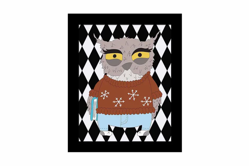 Tavla Animal med Ram Flerfärgad, 23,5x28,5 cm