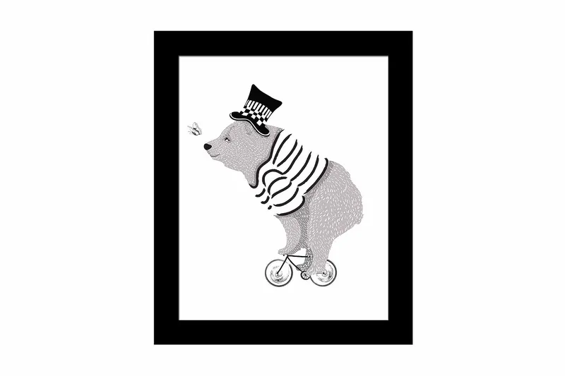 Tavla Animal med Ram Flerfärgad, 23,5x28,5 cm