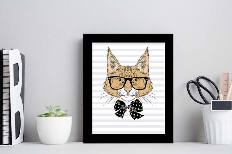 Tavla Animal med Ram Flerfärgad - 23,5x28,5 cm - Inredning - Tavlor & konst