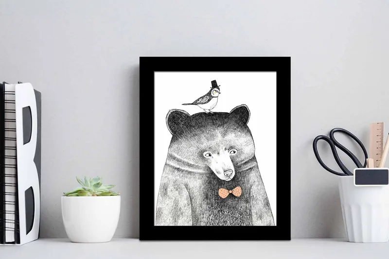 Tavla Animal med Ram Flerfärgad - 23,5x28,5 cm - Inredning - Tavlor & konst