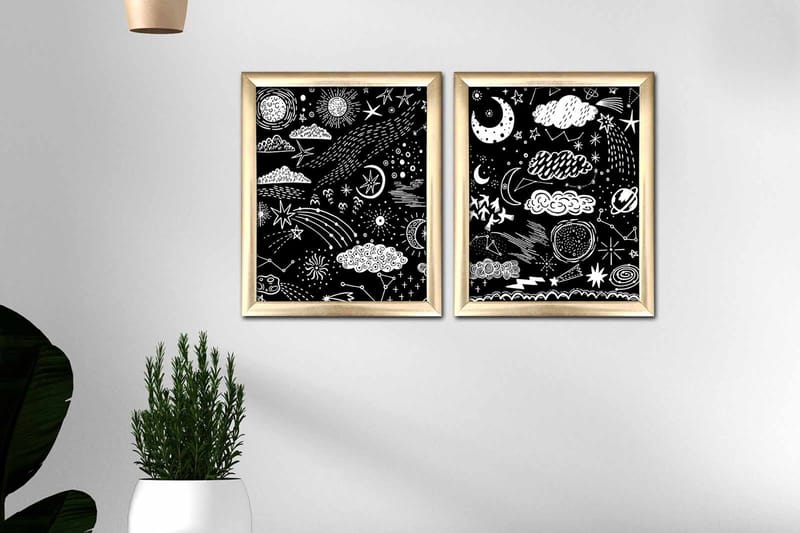 Tavla Astrology med Ram 2-pack Flerfärgad - 23,5x28,5 cm - Inredning - Tavlor & konst
