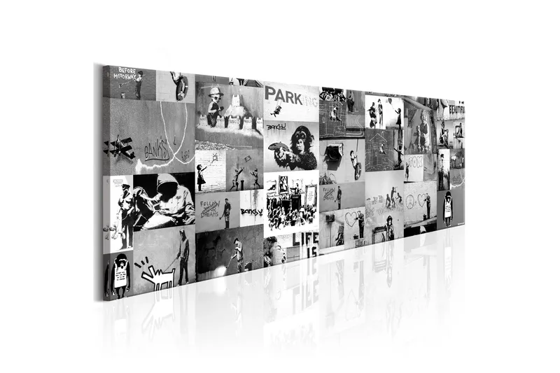 Tavla Banksy Graffiti Collage Ii 150x50, Artgeist sp. z o. o.