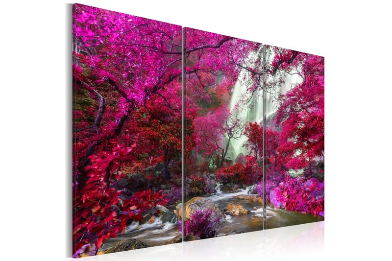 Tavla Beautiful Waterfall Pink Forest 90x60 - Artgeist sp. z o. o. - Inredning - Tavlor & konst - Canvastavlor