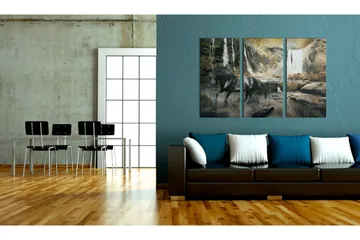 Tavla Black Horse And Rocky Waterfall 60x40 - Artgeist sp. z o. o. - Inredning - Tavlor & konst - Canvastavlor