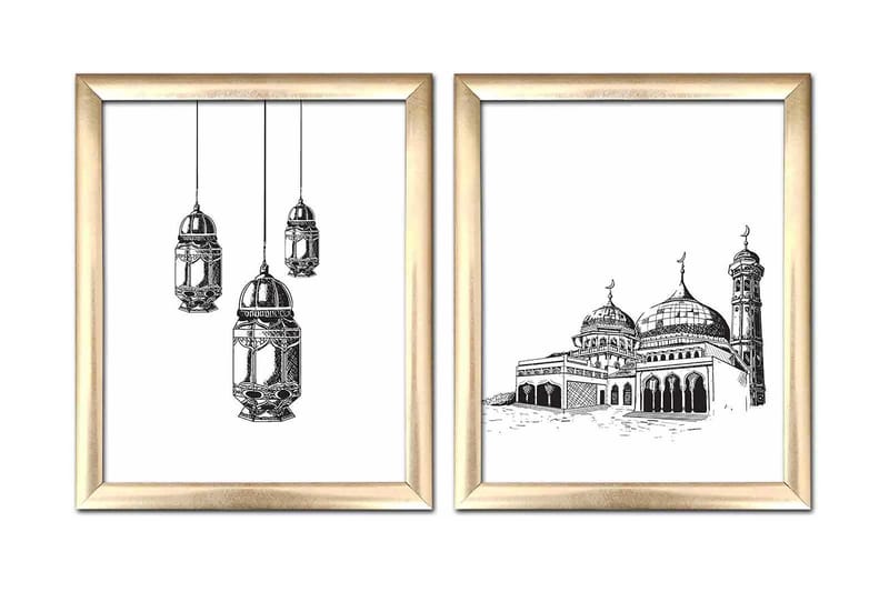 Tavla Building med Ram 2-pack Flerfärgad - 23,5x28,5 cm - Inredning - Tavlor & konst