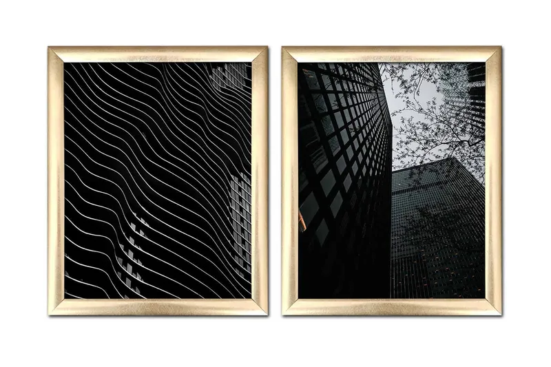 Tavla Building med Ram 2-pack Flerfärgad, 23,5x28,5 cm