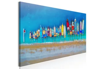 Tavla Colourful Boats (1 Part) Narrow 120x40 - Inredning - Tavlor & konst - Canvastavlor