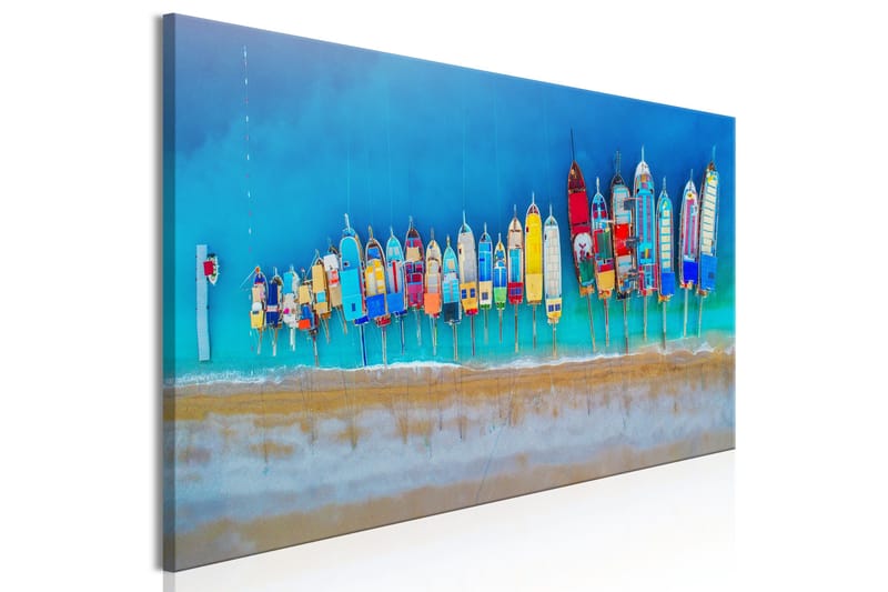 Tavla Colourful Boats (1 Part) Narrow 120x40 - Inredning - Tavlor & konst - Canvastavlor