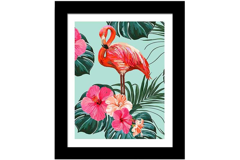 Tavla Floral Animal med Ram Flerfärgad - 23,5x28,5 cm - Inredning - Tavlor & konst