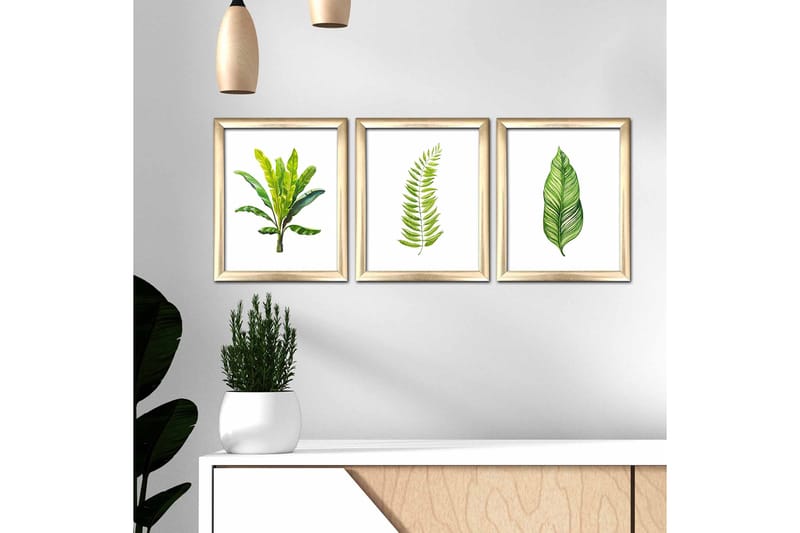 Tavla Floral med Ram 3-pack Flerfärgad - 23,5x28,5 cm - Inredning - Tavlor & konst