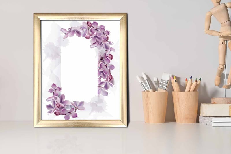 Tavla Floral med Ram Flerfärgad - 23,5x28,5 cm - Inredning - Tavlor & konst
