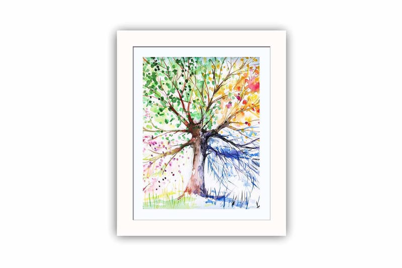 Tavla Floral med Ram Flerfärgad - 23,5x28,5 cm - Inredning - Tavlor & konst