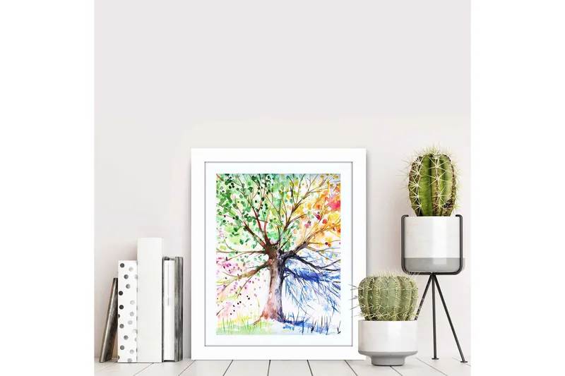 Tavla Floral med Ram Flerfärgad - 23,5x28,5 cm - Inredning - Tavlor & konst