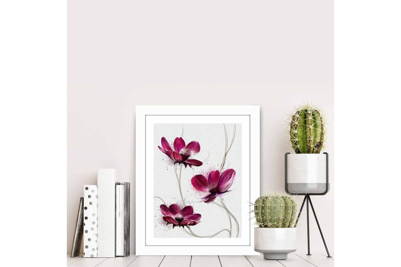 Tavla Floral med Ram Flerfärgad - 23,5x28,5 cm - Inredning - Tavlor & konst