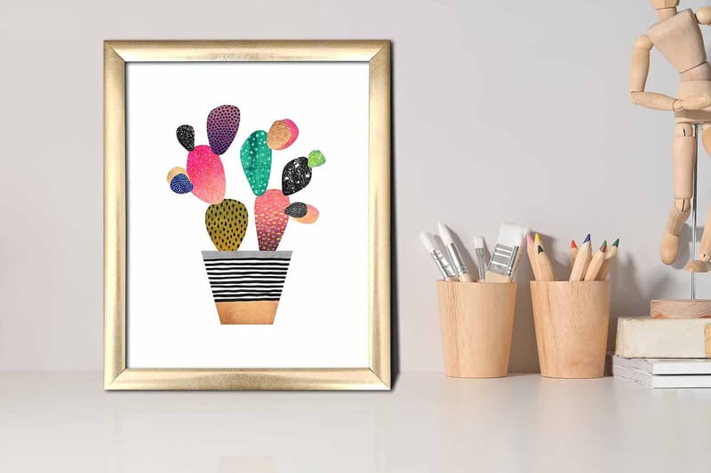 Tavla Floral med Ram Flerfärgad - 23,5x28,5 cm - Inredning - Tavlor & konst