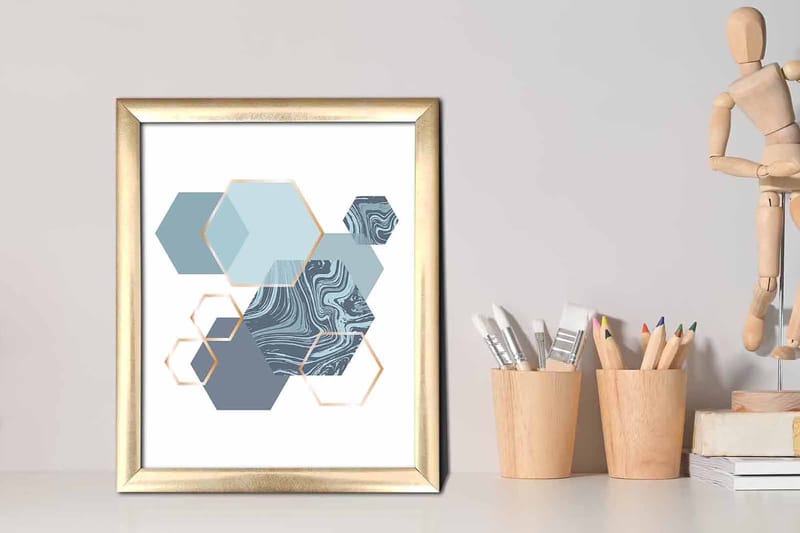 Tavla Geometrical med Ram Flerfärgad - 23,5x28,5 cm - Inredning - Tavlor & konst