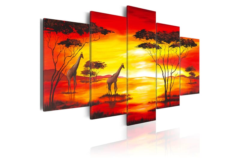 Tavla Giraffer På Bakgrunden Med Solnedgång 200x100 - Artgeist sp. z o. o. - Inredning - Tavlor & konst - Canvastavlor