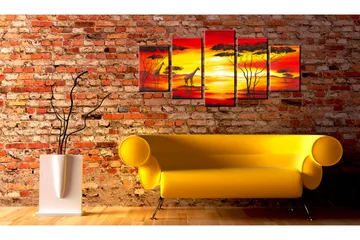 Tavla Giraffer På Bakgrunden Med Solnedgång 200x100 - Artgeist sp. z o. o. - Inredning - Tavlor & konst - Canvastavlor