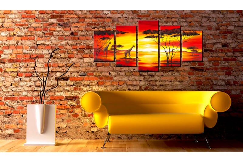 Tavla Giraffer På Bakgrunden Med Solnedgång 200x100 - Artgeist sp. z o. o. - Inredning - Tavlor & konst - Canvastavlor