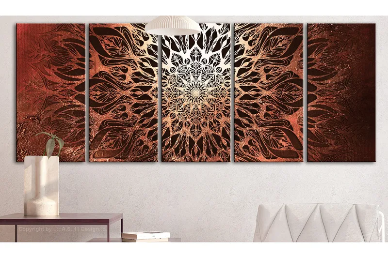 Tavla Hypnosis 5 Parts Orange Narrow 225x90 - Artgeist sp. z o. o. - Inredning - Tavlor & konst - Canvastavlor