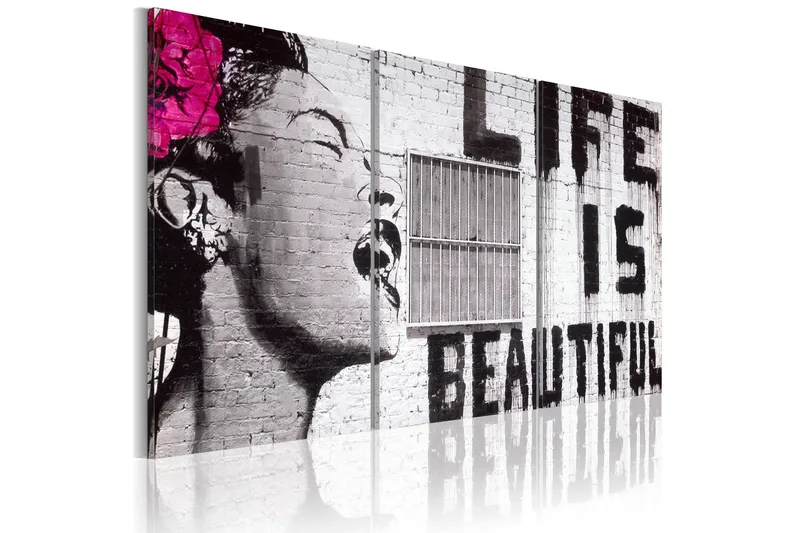 Tavla Lycklig Motto 120x60, Artgeist sp. z o. o.