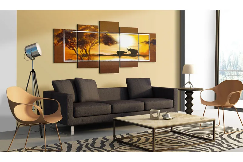 Tavla Möte På Savannen 200x100 - Artgeist sp. z o. o. - Inredning - Tavlor & konst - Canvastavlor