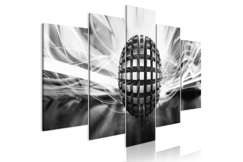 Tavla Metal Ball 5 Parts Wide Black And White 100x50, Artgeist sp. z o. o.