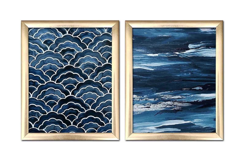 Tavla Nautical med Ram 2-pack Flerfärgad, 23,5x28,5 cm