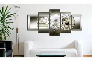 Tavla Orchid And Zen Garden In Grey 200x100 - Artgeist sp. z o. o. - Inredning - Tavlor & konst - Canvastavlor