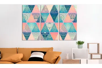 Tavla Oriental Triangles 3 Parts 90x60 - Artgeist sp. z o. o. - Inredning - Tavlor & konst - Canvastavlor