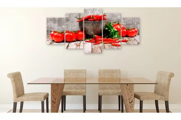 Tavla Red Vegetables 5 Parts Concrete Wide 100x50 - Artgeist sp. z o. o. - Inredning - Tavlor & konst - Canvastavlor