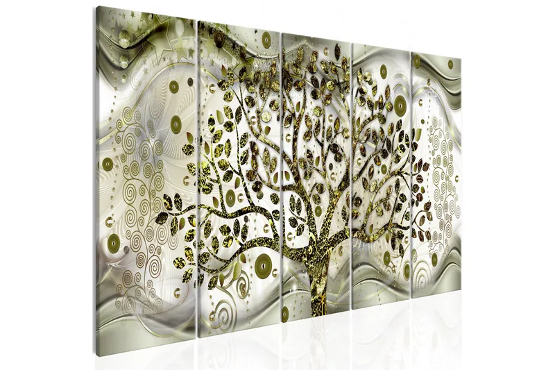 Tavla Tree And Waves 5 Parts Green 200x80, Artgeist sp. z o. o.