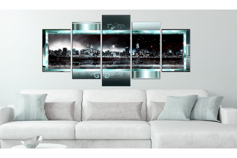 Tavla Turquoise New York Starry Night 100x50 - Artgeist sp. z o. o. - Inredning - Tavlor & konst - Canvastavlor