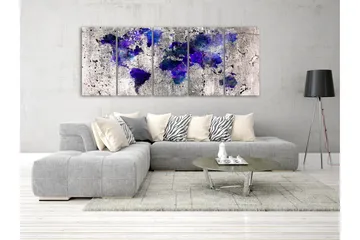 Tavla World Map Ink Blots 5 Parts Narrow 225x90 - Artgeist sp. z o. o. - Inredning - Tavlor & konst - Canvastavlor