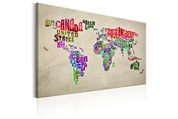 Tavla World Map: Tour (EN) 120x80 - Inredning - Tavlor & konst - Canvastavlor