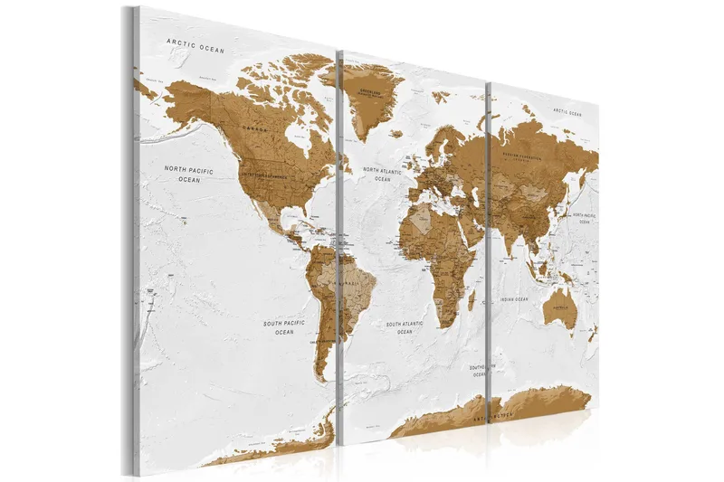 Tavla World Map White Poetry 120x80 - Artgeist sp. z o. o. - Inredning - Tavlor & konst - Canvastavlor