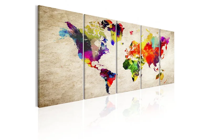 Tavla World Map Painted World 200x80, Artgeist sp. z o. o.