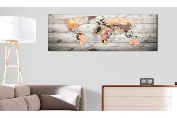 Tavla World Maps Wooden Travels 135x45 cm - Inredning - Tavlor & konst - Canvastavlor