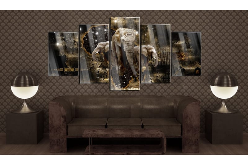 Tavla På Akryl Brown Elephants 200x100 - Artgeist sp. z o. o. - Inredning - Tavlor & konst