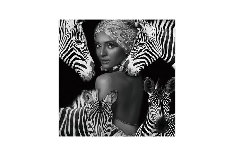Zebra Queen Akryltavla 120x120 cm - Flerfärgad - Inredning - Tavlor & konst