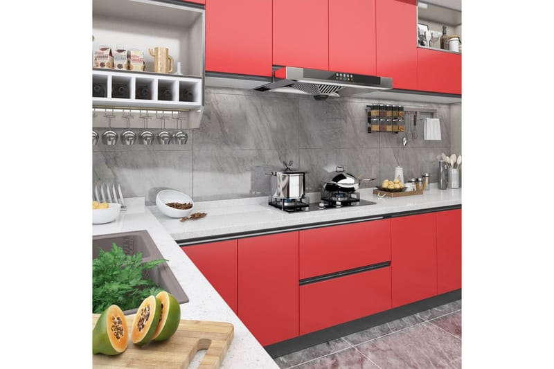 Dekorplast 2 st röd 500x90 cm PVC - Röd - Inredning - Väggdekor - Dekorplast - Kakeldekor